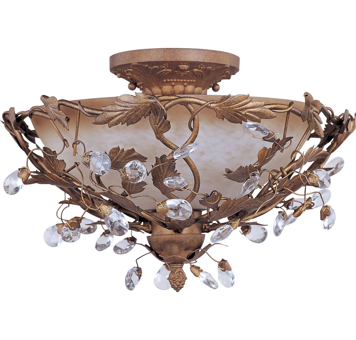 Elegante 16.5" 3-Light Semi-Flush Mount in Etruscan Gold