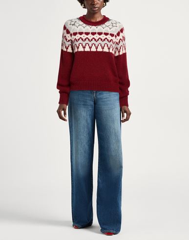 Woman Sweater Burgundy Size L Alpaca wool, Wool, Polyester