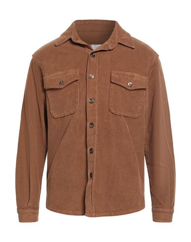 Man Shirt Tan Size 38 Cotton, Elastane