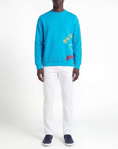 Man Sweatshirt Azure Size L Cotton