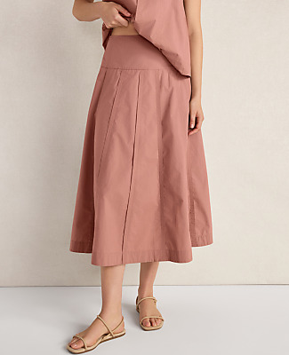 Ann Taylor Haven Well Within Organic Cotton Poplin Drop Waist Skirt
