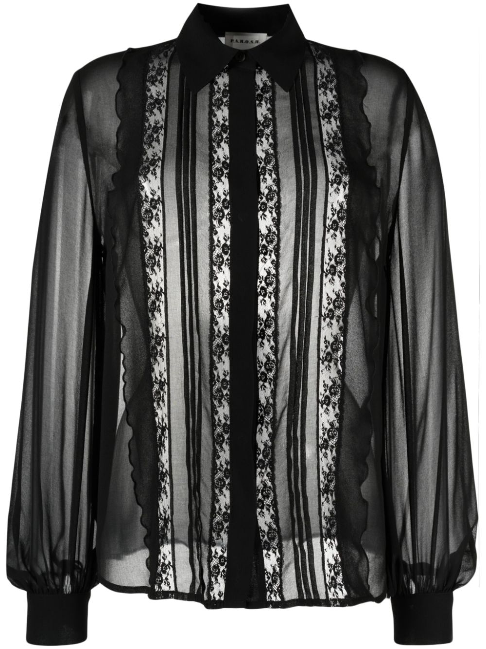 Floral-lace long-sleeve shirt - Pink