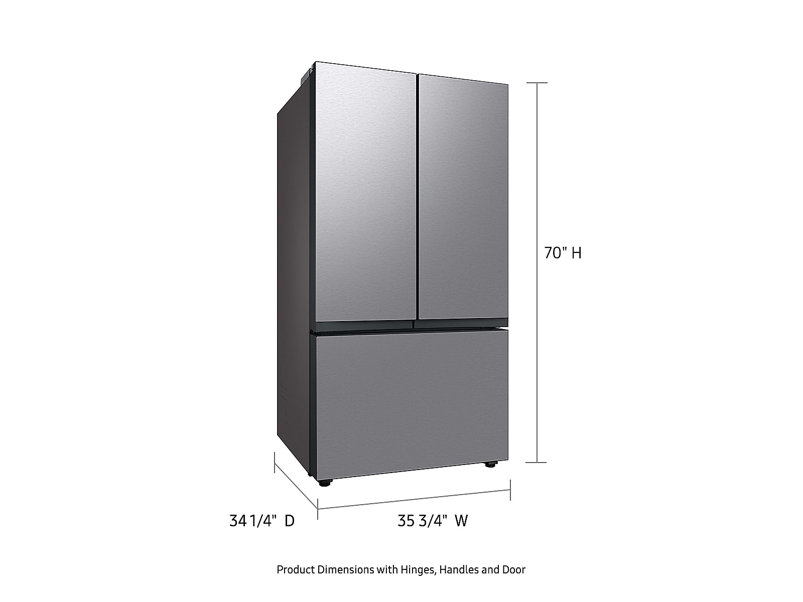 Bespoke 3-Door French Door Refrigerator (30 cu. ft.) with AutoFill Water Pitcher in Stainless Steel(RF30BB6200QLAA)