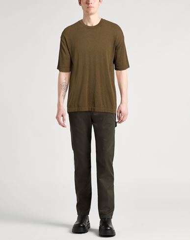 Man Sweater Military green Size 40 Cotton, Polyamide