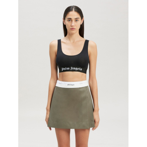 Black Bra With Contrasting Logo In Stretch Cotton Woman