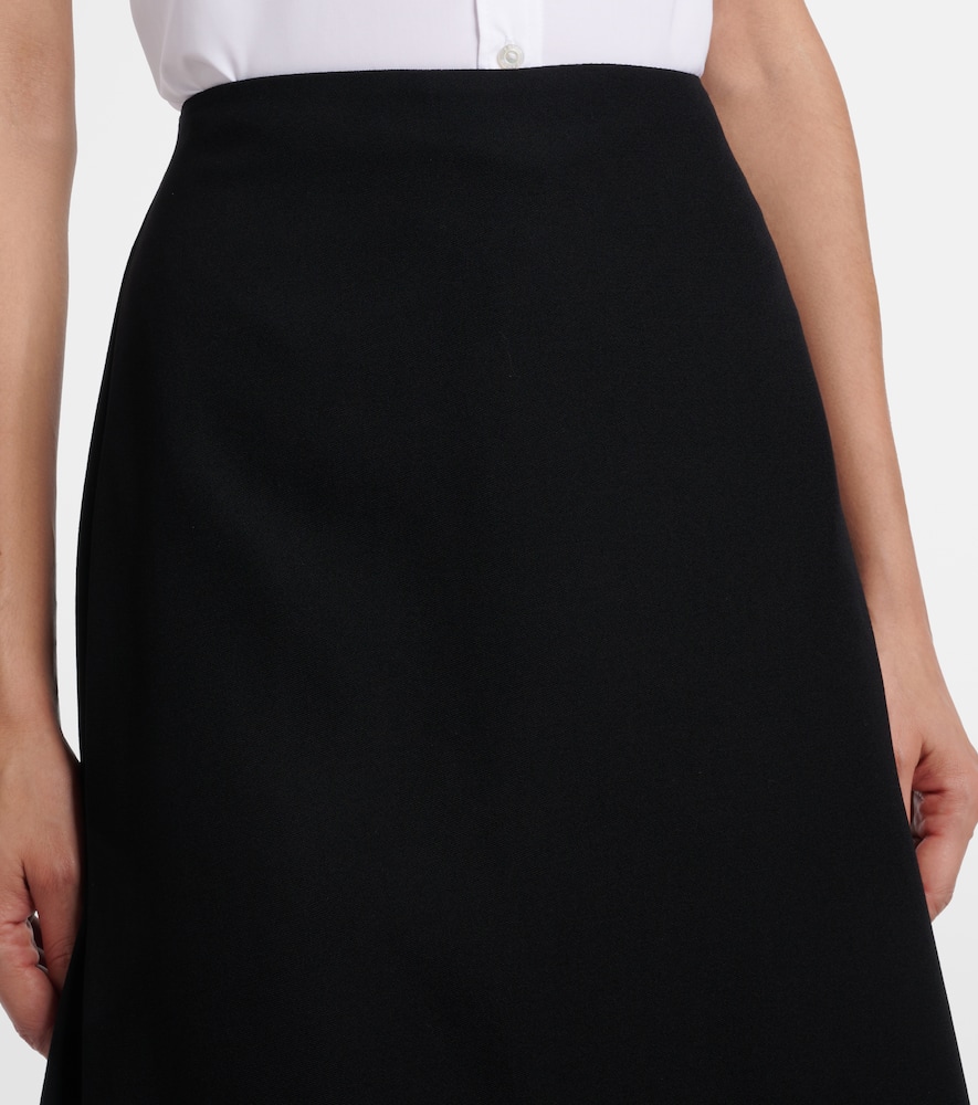 Draped virgin wool midi skirt