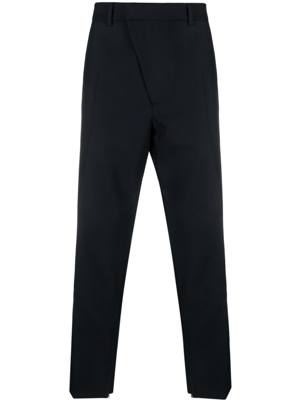 Asymmetric button-fastening wide-leg trousers - Blue