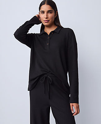 Ann Taylor Waffle Henley Lounge Top