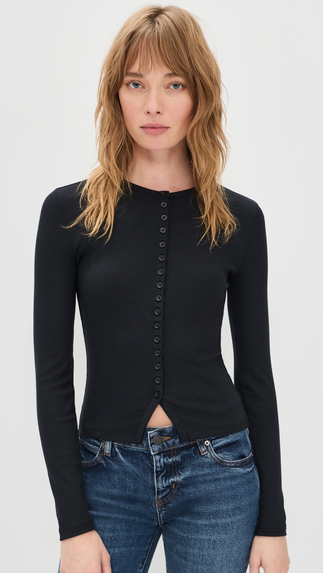 The Rib Splay Top Black