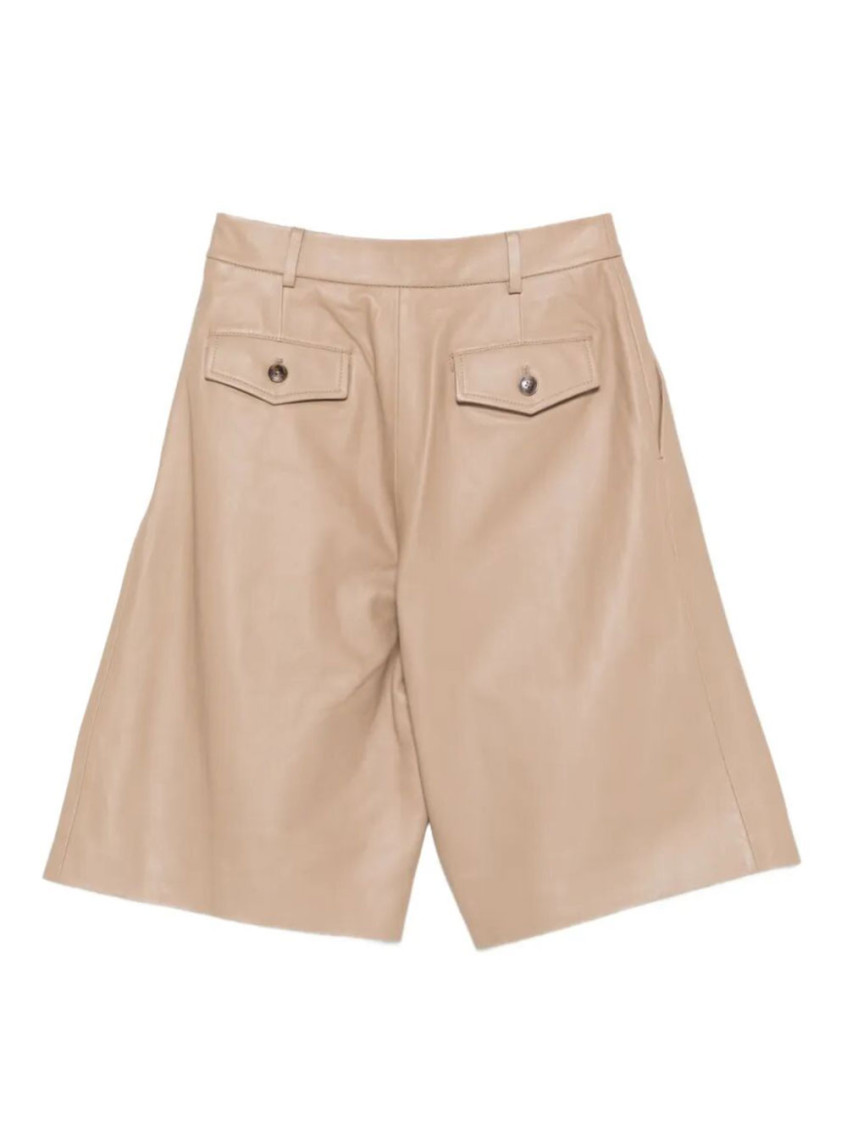 Beige Solid Shorts