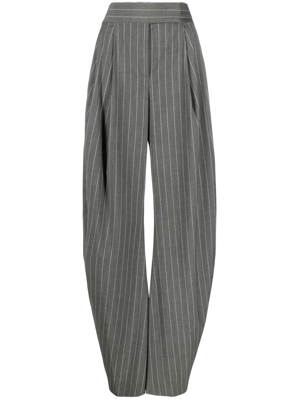 Pinstriped wide-leg tailored trousers - Grey