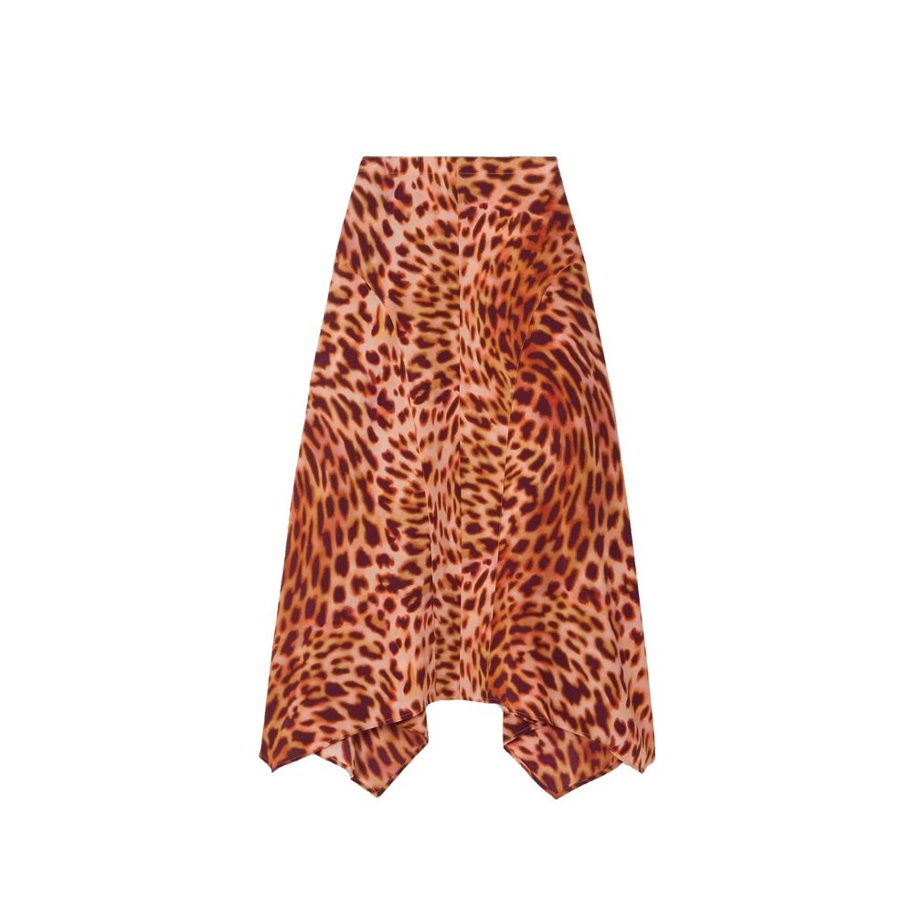 Leopard-Print Silk Skirt — Orange