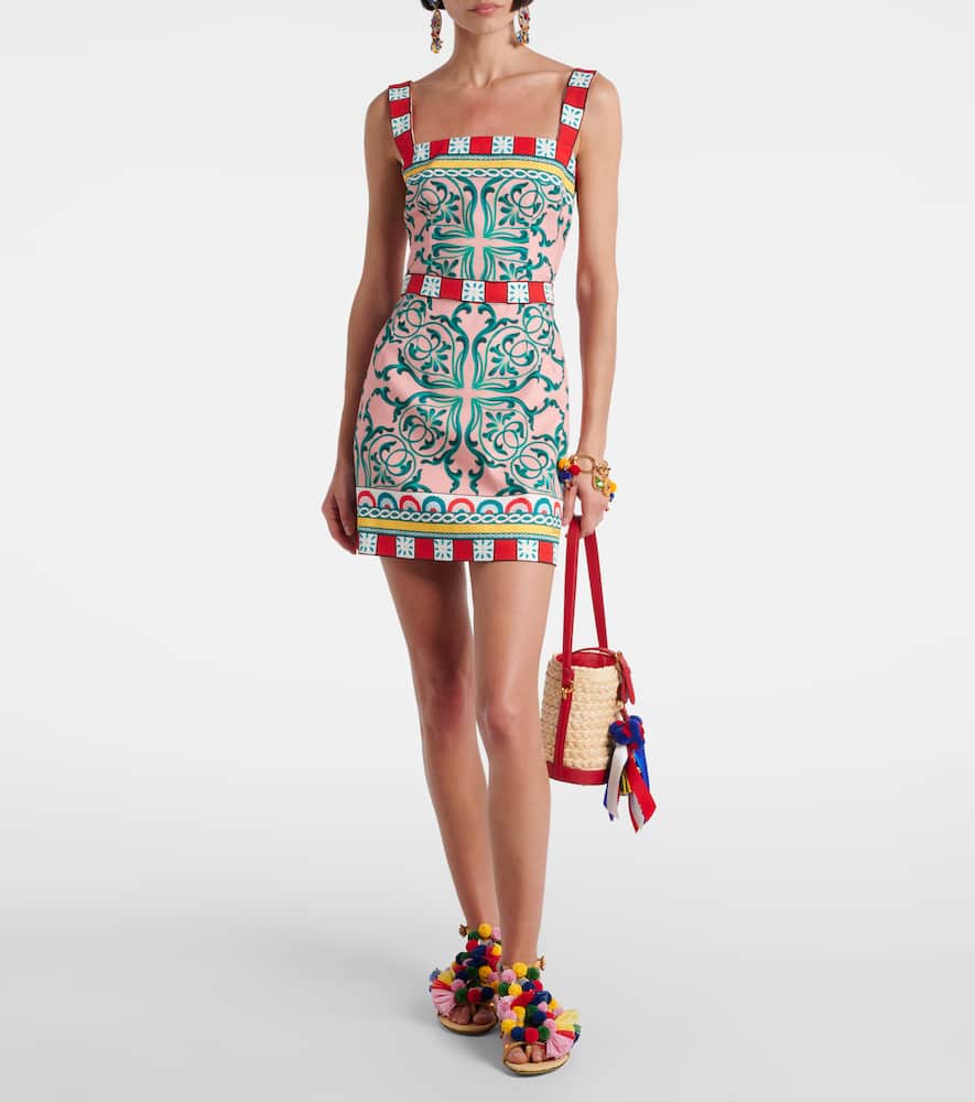 Printed cotton-blend minidress
