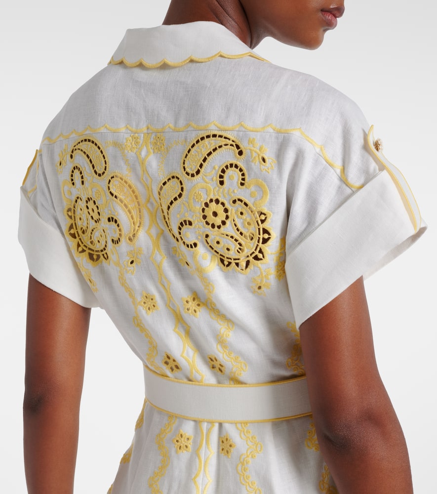 Lucky embroidered linen midi dress