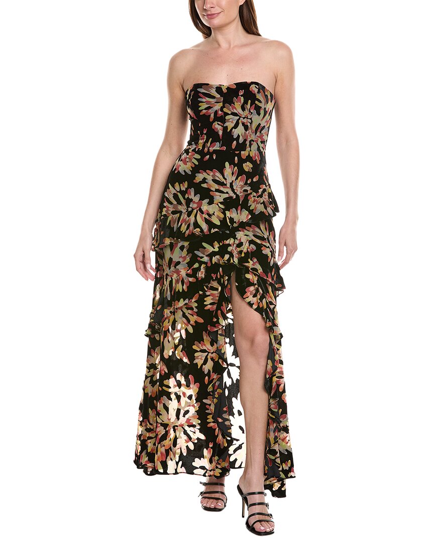 Raelynn Confetti Burnout Velvet Ruffle Maxi Dress