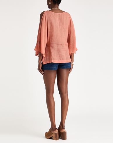 Woman Top Coral Size L Ramie