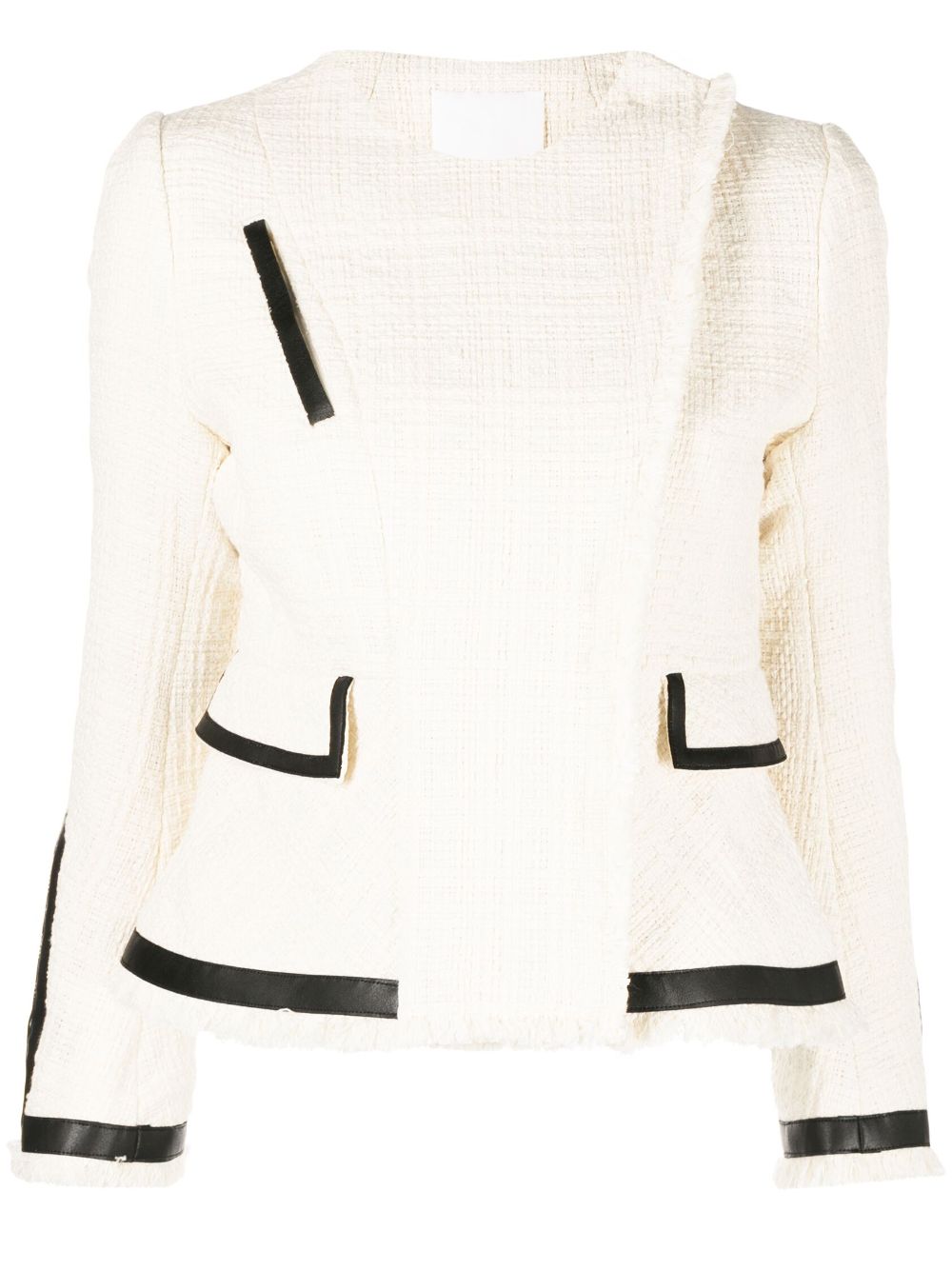 Long-sleeve tweed biker jacket - White