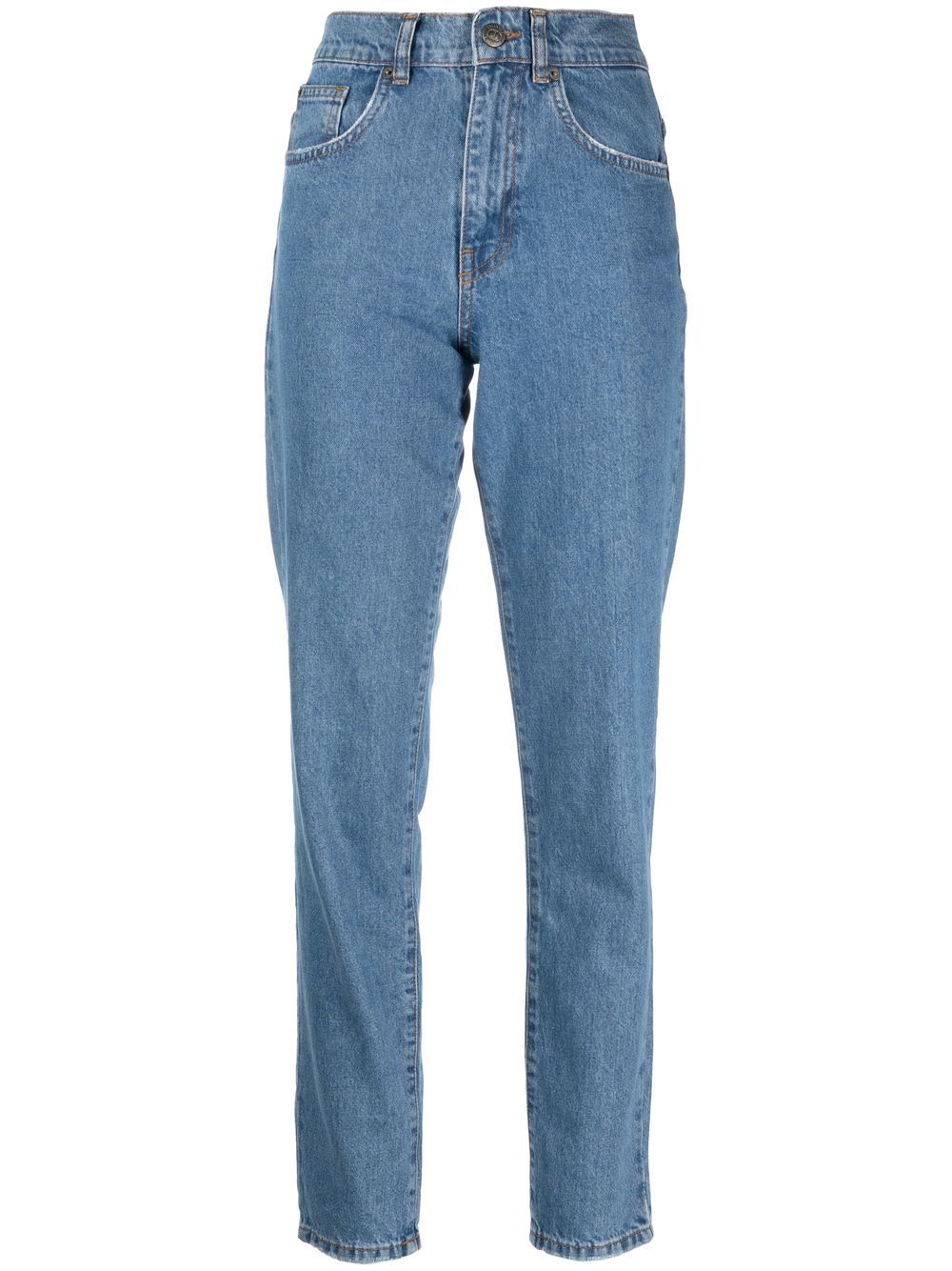 Logo-embroidered tapered jeans - Blue