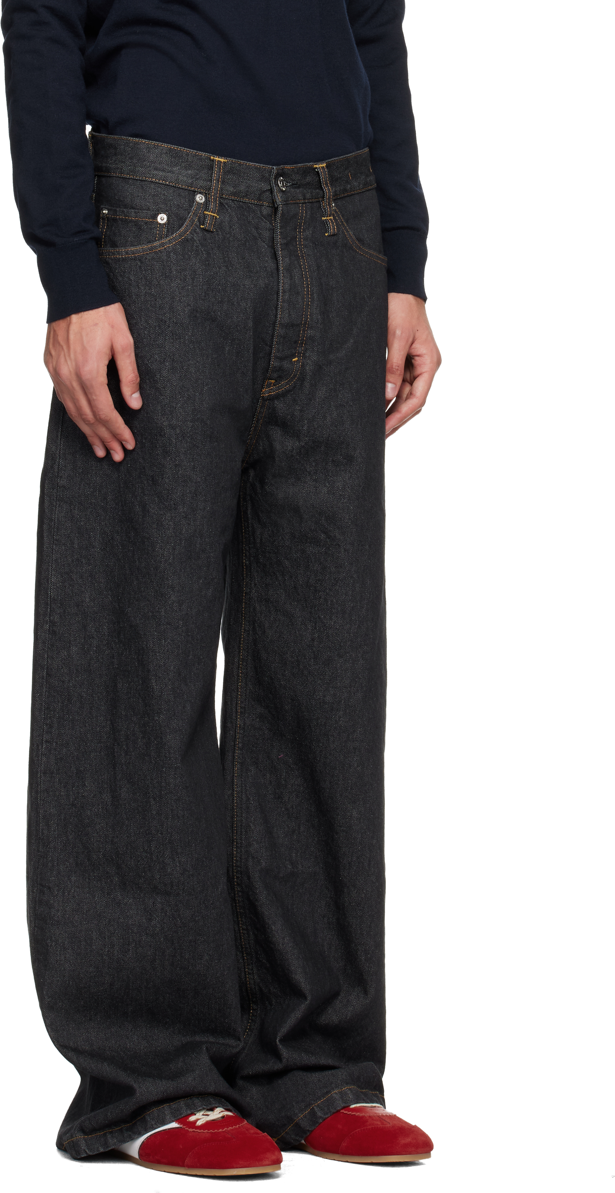 Gray Wide-Leg Skid Jeans