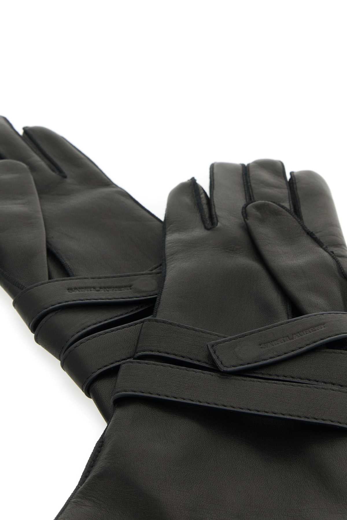 Saint Laurent Black Leather Gloves