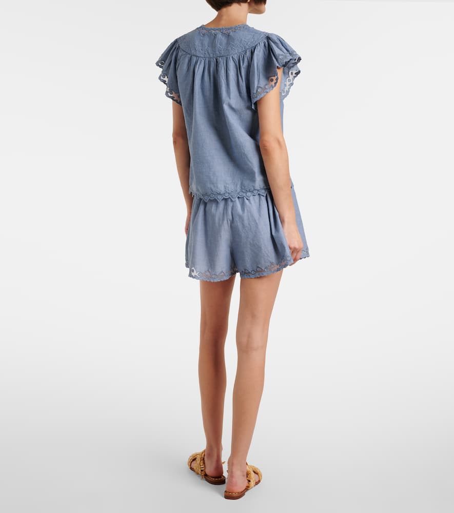 Effie lace-trimmed cotton top