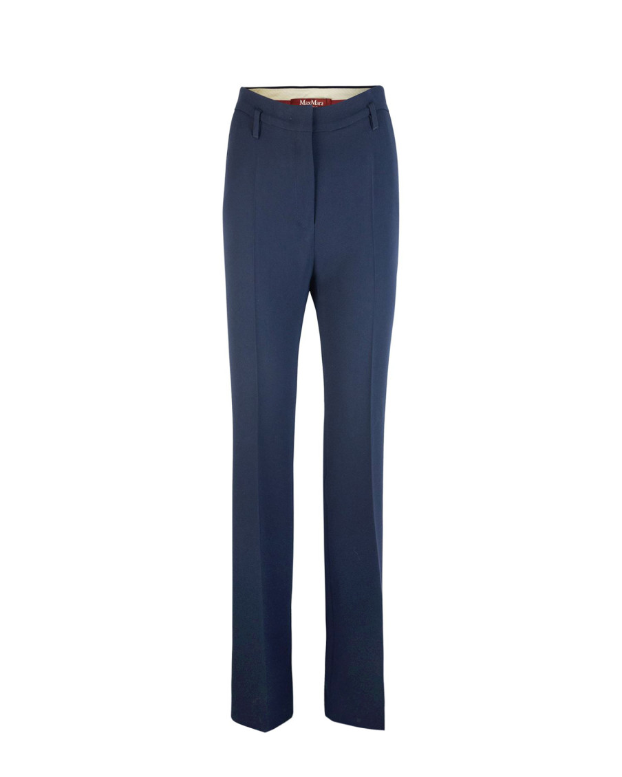Blue Tailored Flat Front Pants