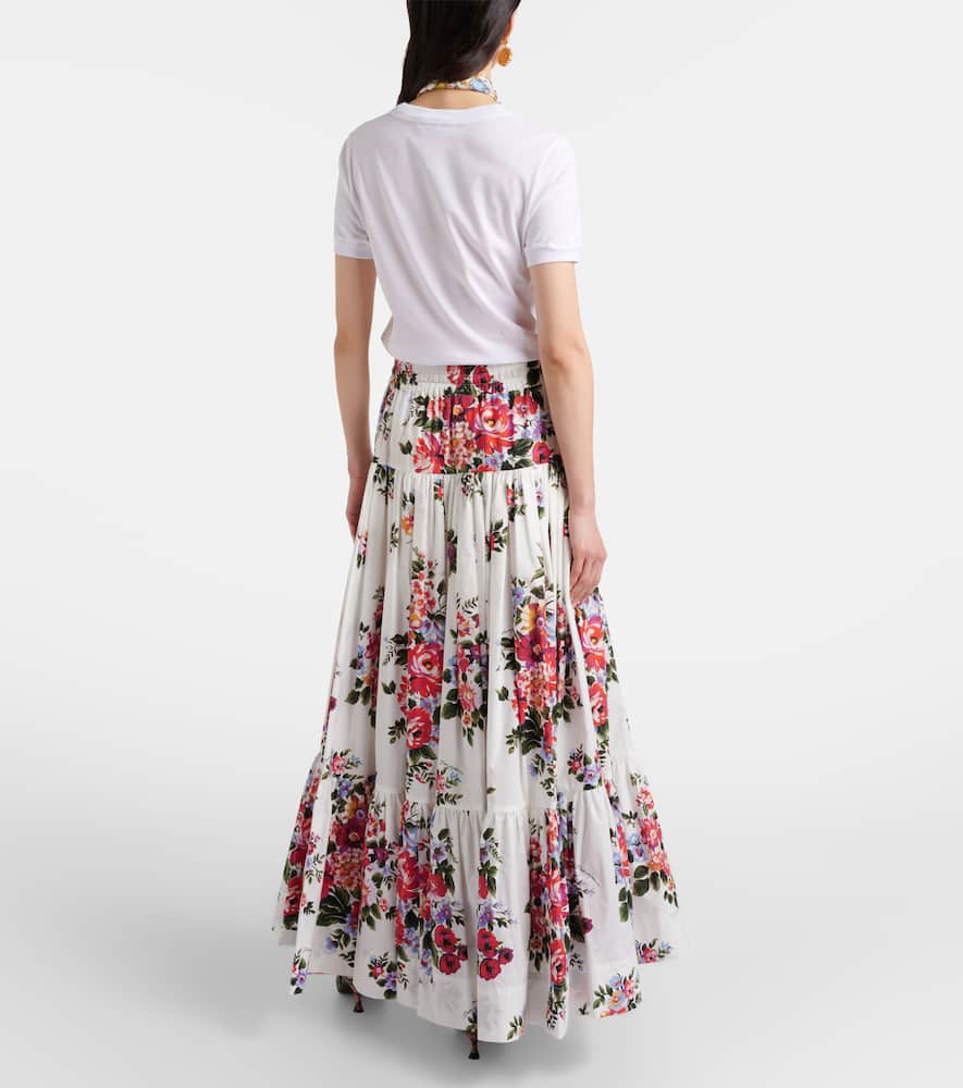 Floral cotton poplin maxi skirt