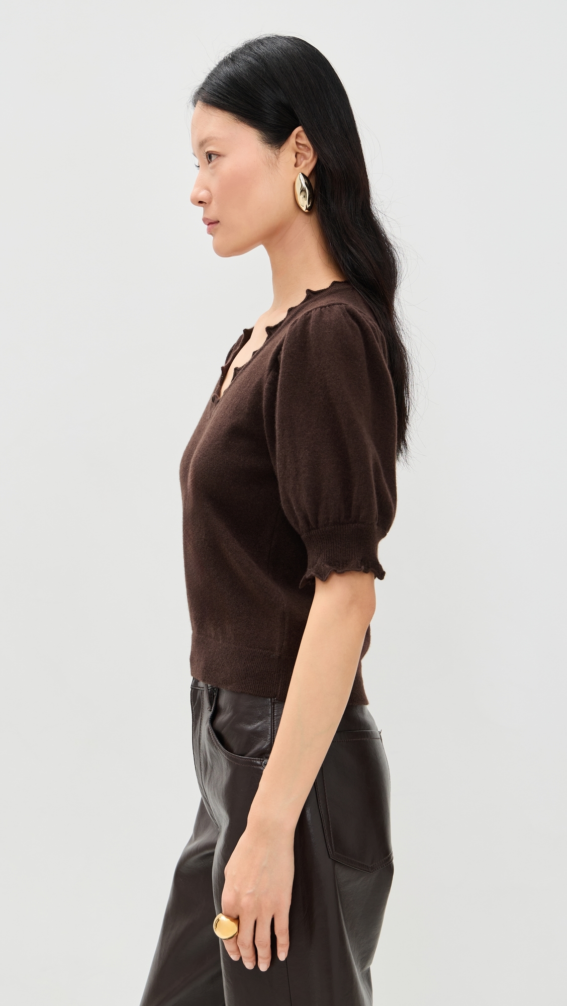 Polline Short Sleeve Cashmere Top Wenge