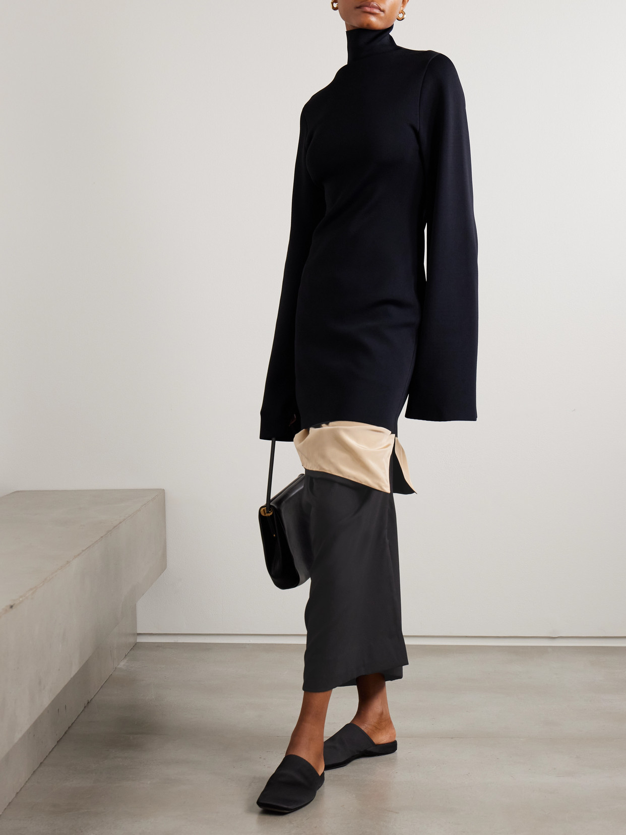 Tyler Wool Midi Skirt - Black