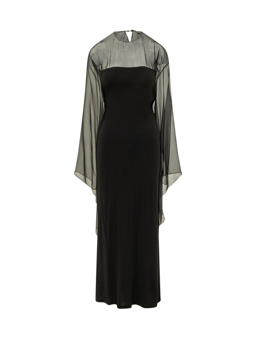 Black Transparent Round Neck Maxi Dress