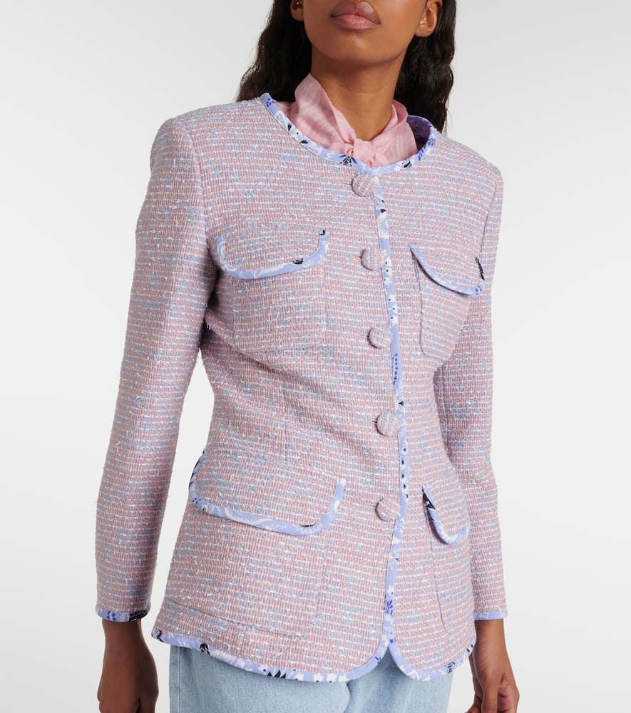 Checked wool-blend tweed jacket