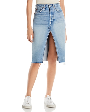 Mid Length Denim Skirt