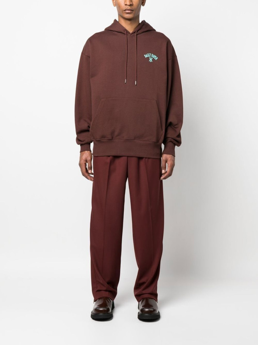 Brown Logo Cotton Hoodie