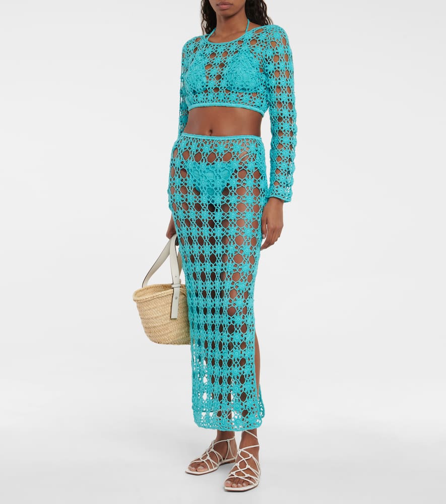 Rosette crochet cotton maxi skirt
