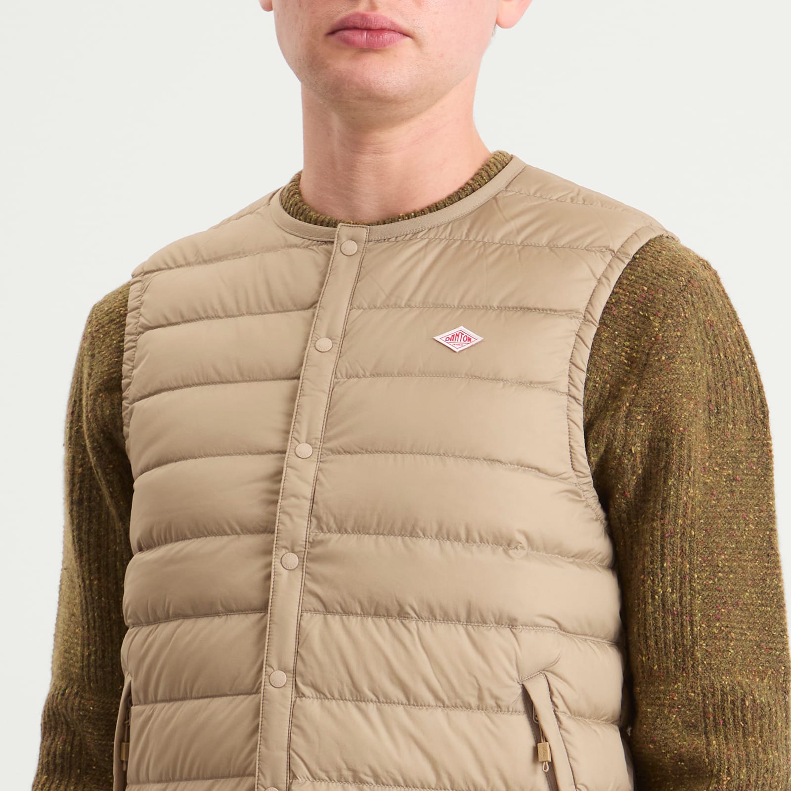 Men's Inner Down Crewneck Vest Sand Beige