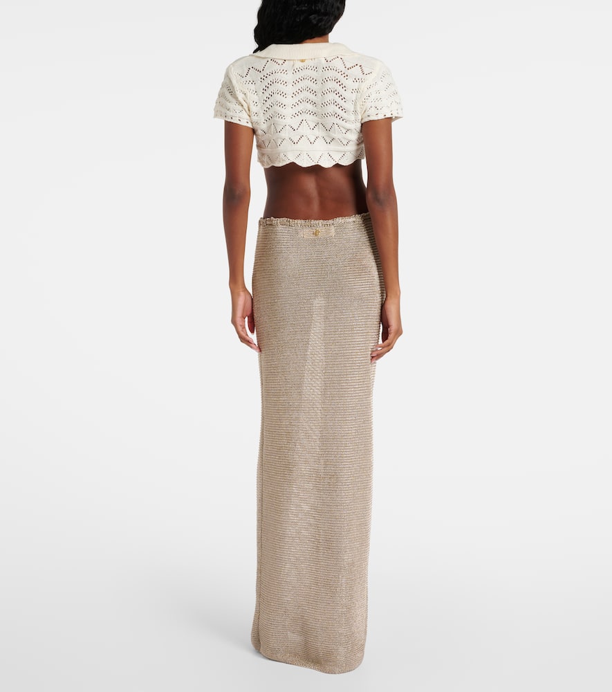 Coco knitted cotton-blend crop top