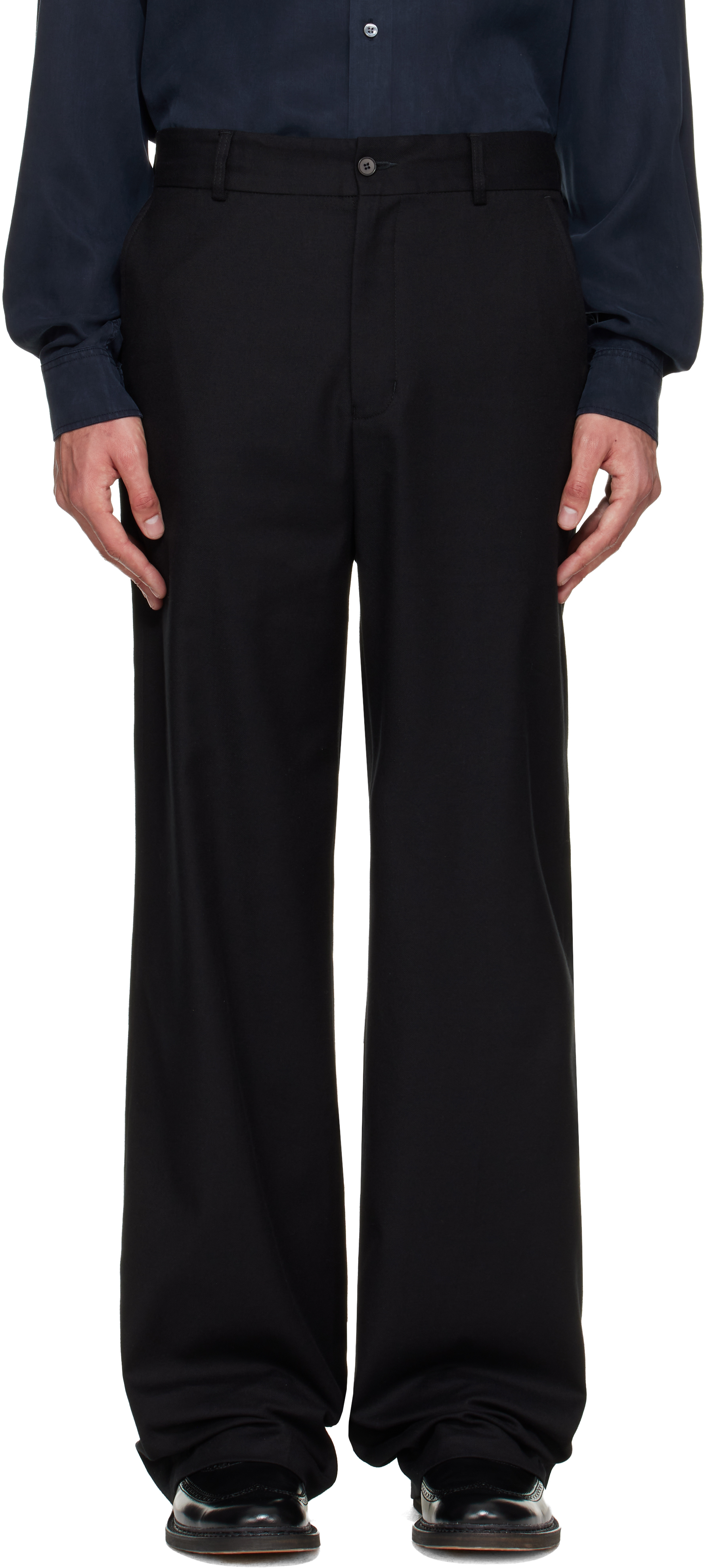 Black Straight-Fit Trousers