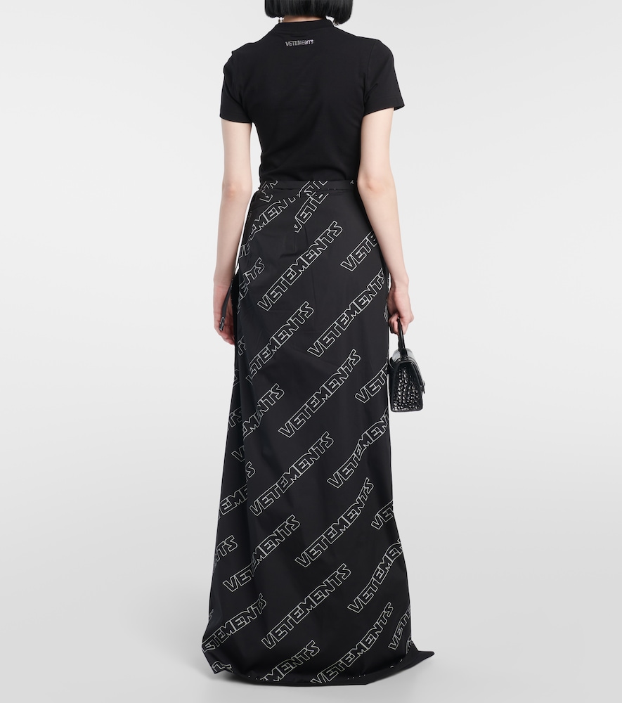 Logo cotton wrap skirt