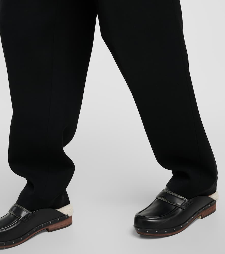 High-rise gabardine wide-leg pants