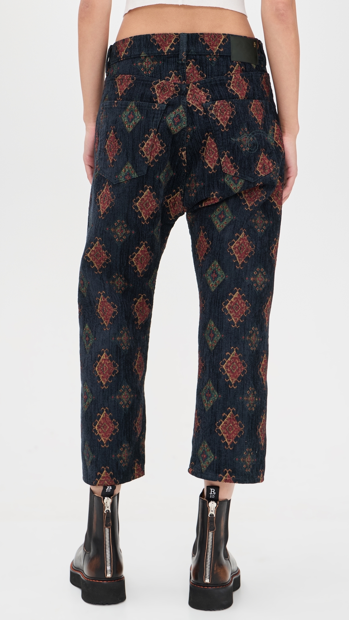 Tailored Drop Jeans Navy Blue Jacquard