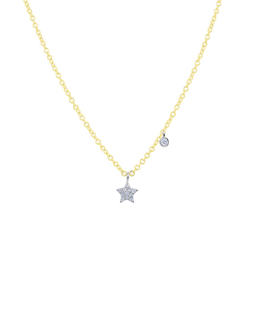 14K Two-Tone 0.05 Ct. Tw. Diamond Star Necklace