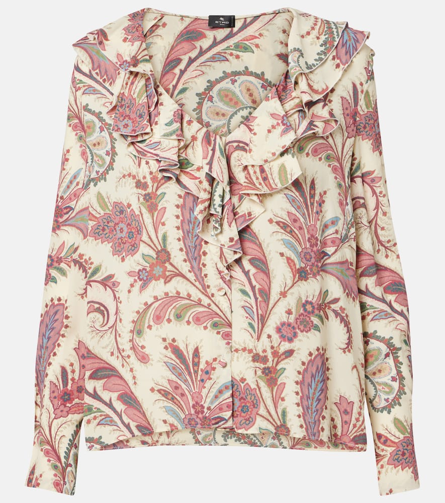 Printed ruffled blouse