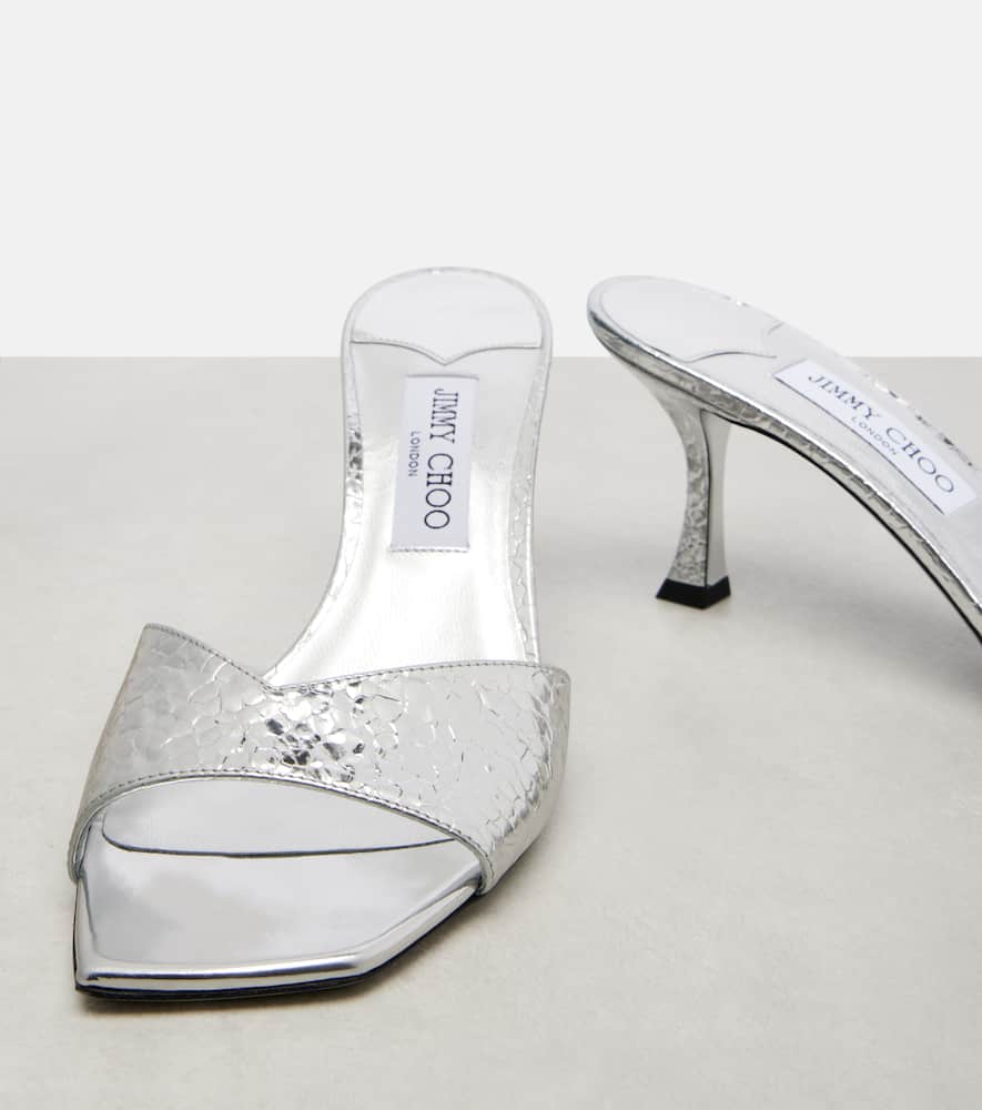 Skye 60 metallic leather mules