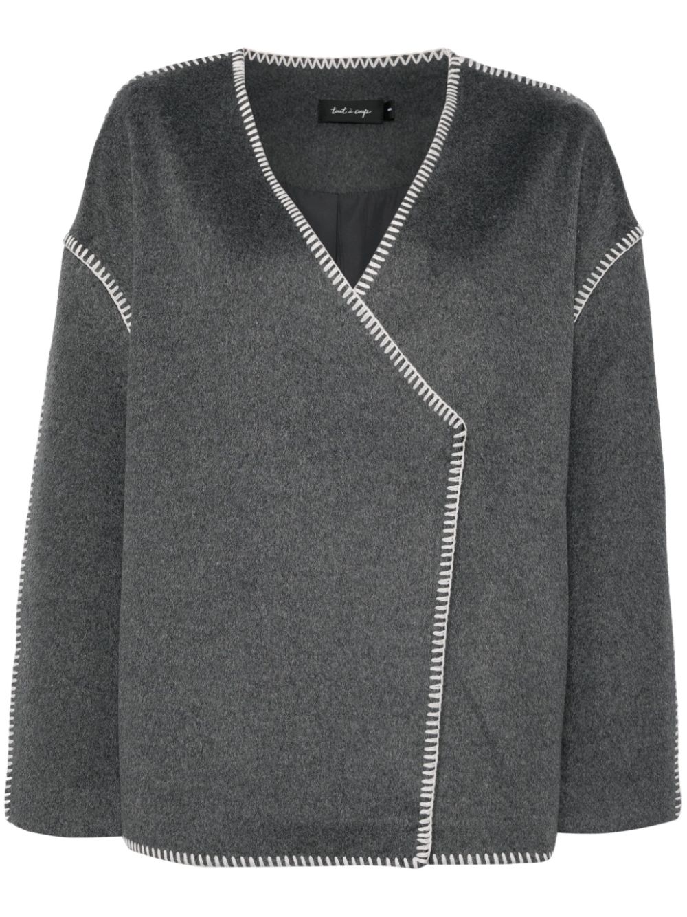 Stitch-detail wrap jacket - Grey
