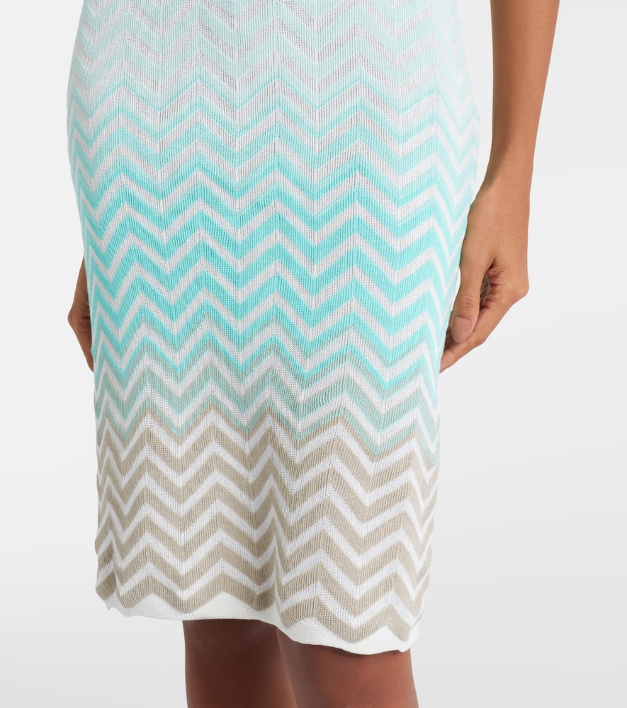 Zigzag knitted cotton-blend midi dress