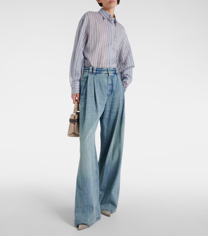 Cotton-blend lamé shirt