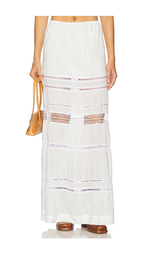 SWF Tiered Lace Maxi Skirt in White.  S. Also in L