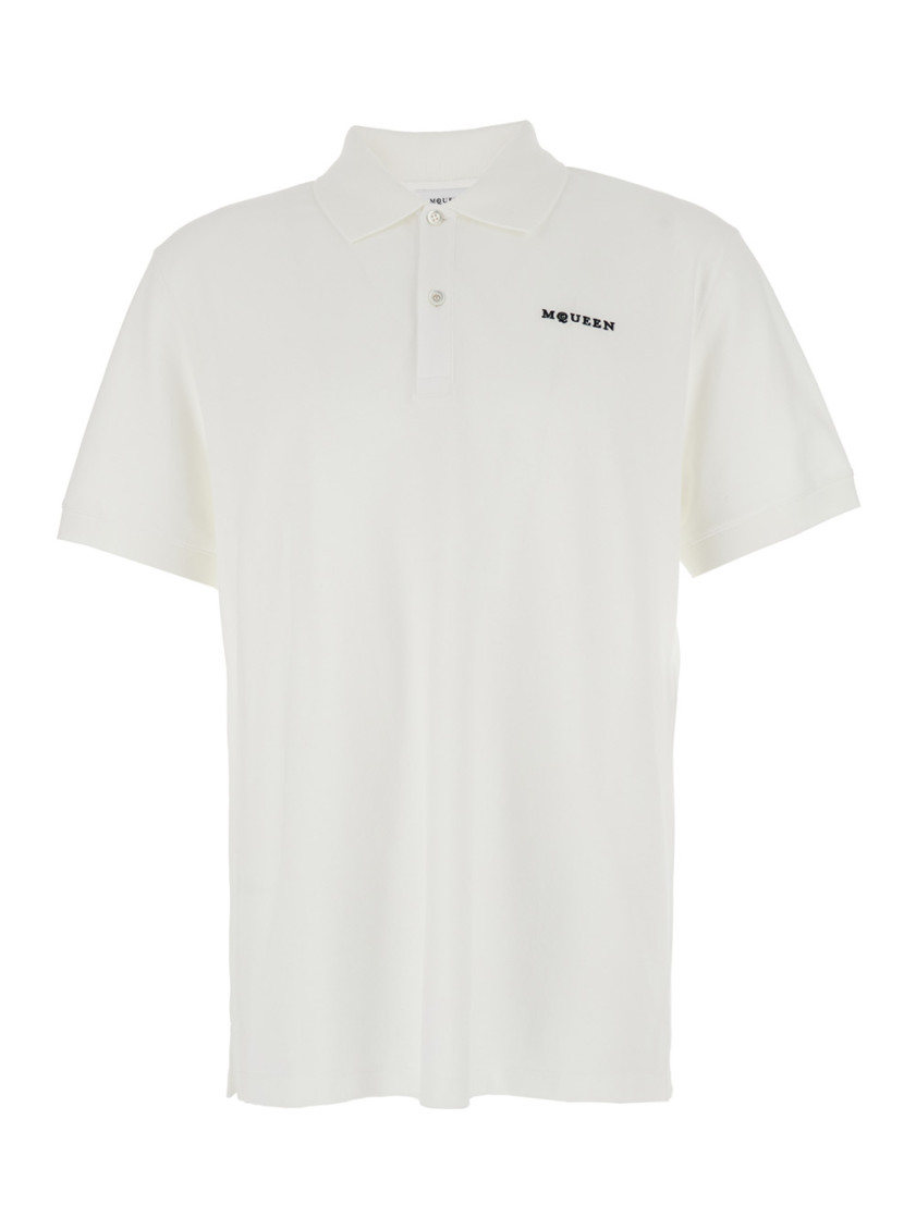 White Logo Shirt Collar Polo