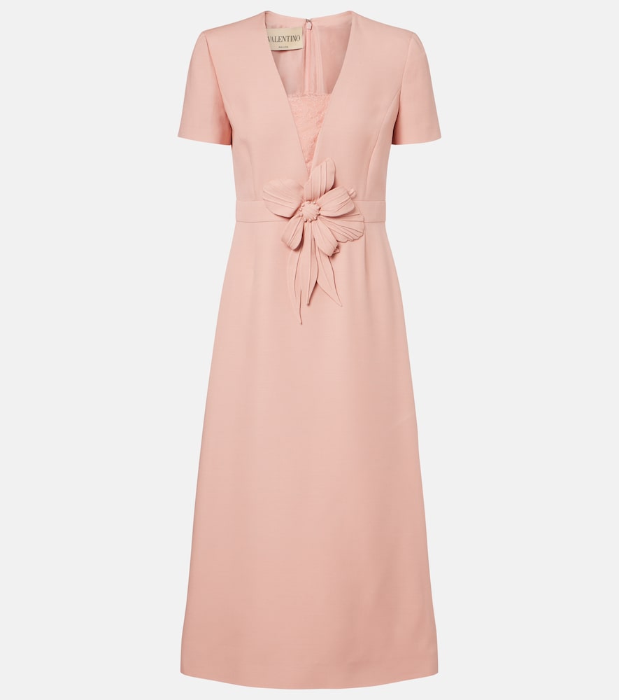 Crepe Couture floral-appliqué midi dress