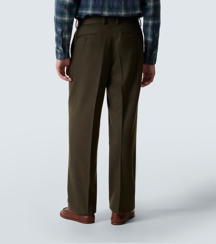 Camel hair flannel straight pants